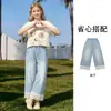 Conjunto de Camisetas de Manga Corta para Niñas Verano 2026 Ropa de Verano Infantil Nueva y Elegante Estilo Delgado Pantalones de Pierna Ancha para Niñas Conjunto de Dos Piezas