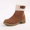 Desejo Amazon Cross-border 2026 Inverno Europeu e Americano Cano Médio Salto Grosso Camurça Botas de Neve Tamanho 43 Comércio Exterior Tamanho Grande Sapatos de Algodão