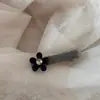 Presilha de Cabelo Vintage de Acetato com Estampa de Leopardo e Flor de Strass Bb Clip Versátil Elegante Presilha Oval para Franja e Acessórios de Cabelo para Mulheres