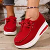 Zapatos casuales de talla grande para mujer 2025 zapatos de cordones delanteros venta al por mayor comercio exterior AliExpress zapatos de suela gruesa Amazon otoño