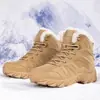 Botas de Nieve, Botas de Senderismo para Exteriores, Botas de Combate para Hombre, Botas Militares de Talla Grande Transfronterizas, Botas de Campo de Caña Alta Cálidas de Terciopelo para Hombre