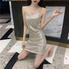 Vestido de mujer Xia Xin Redes sociales lentejuelas ajustado sexy con tirantes base una generación de pelo