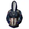 Moletom com Zíper 3D Capitão América Vingadores 4 cosplay Anime Mercadoria Blusa