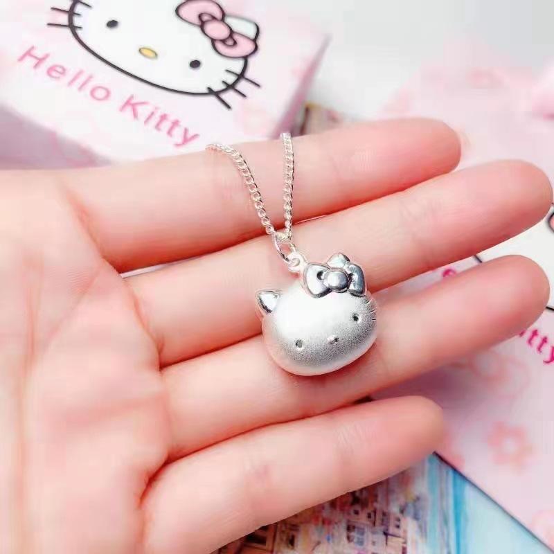 智贝详情图_1镀银可爱KT猫镶钻项链女少女心学生闺蜜锁骨链小
