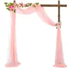 Decorações de Casamento Populares de Gaze Transfronteiriça para Arcos de Gramado ao Ar Livre, Cortinas de Arranjo de Casamento, Cortinas de Chiffon com Pérolas