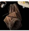 Pantalones Casuales de Pana Marrón para Mujer, Pantalones Deportivos Rectos Sueltos de Otoño e Invierno, Nuevo Estilo 2025, Forrados de Felpa, Engrosados, Pantalones de Algodón Cálidos