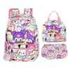 Mochila Infantil de Punto Más Vendida Transfronteriza, Bolso Escolar Rosa Estampado para Estudiantes de Primaria, Lonchera Térmica, Estuche, Kuromi