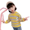 Sudadera de Moda para Niña de Otoño de Manga Larga a Rayas de Dibujos Animados Linda Suelta para Niños
