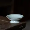 Bandeja de Cerâmica Verde Sombra Embossada Feita à Mão Bandeja para Gaiwan Conjunto de Chá Kung Fu Celadon Xícara do Anfitrião Xícara de Degustação Xícara de Chá Xícara da Feira