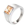 Comercio Exterior Joyería al por Mayor Personalizado de Moda para Hombre Anillo de Acero de Titanio con Piedra Preciosa Anillo de Acero Inoxidable Una Pieza Envío Directo Hfj