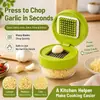 1 Peça Mini Picador e Espremedor de Alho VERDE com Recipiente, Triturador Manual de Alho, Ferramenta Manual de Aço Inoxidável para Fatiar e Picar Alho Zoom