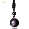 Natural Duplo Arco-íris Olho Obsidiana Único Bead Pingente Redondo Bead Colar Homens e Mulheres Camisola Colar Pingente de Cristal Atacado