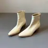 Botines de Tacón Alto de 6 cm para Commuting de Mujer Punta Fina Tacón Silencioso Botas Versátiles Adelgazantes Cierre Trasero Botas Suaves Botines Chelsea para Mujer