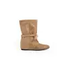Couro Genuíno Duas Versões Ponto Maillard Bico Fino Cadarço Amassado Empilhado Botas Femininas Moda Retrô Individual Botas Curtas Botas de Cavaleiro