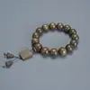 Pulsera Natural Yin Hundimiento Seda Dorada Nanmu 108 Pulsera de Material Verde Ébano Cuentas de Buda Sándalo Cuentas de Rosario Pulsera para Hombres y Mujeres Agarrar