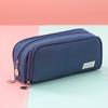 Estuche para Lápices de Gran Capacidad con Doble Apertura Estilo Coreano Simple Caja de Papelería para Estudiantes de Secundaria y Preparatoria Estuche de Lona Multifuncional de Tres Capas