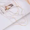Collar Transfronterizo Otoño e Invierno Simple de Color Sólido con Perlas Artificiales de Aspecto de Alta Gama, Cadena Hueso de Serpiente, Cadena para Suéter en Color Cálido, Cadena para Clavícula de Mujer