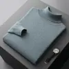 Clássico Outono e Inverno Alta Lapela Suéter de Lã Pulôver Masculino Cor Sólida Suéter de Base de Malha Casual Top de Negócios