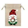 Saco com Cordão de Natal Papai Noel Saco de Juta Saco para Armazenamento de Doces de Festival Decoração de Natal para Pendurar