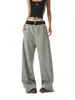 Calça Casual Retro Americana com Strass para Mulheres, Outono e Inverno 2026 Wide-Leg Solta Cintura Alta High-End Comprimento Total