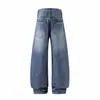 Yidao Vintage Outono 2026 Novos Jeans Americanos Lavados Desgastados Patchwork Retro Masculino Calças de Perna Larga Saber