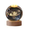 Bola de Cristal Galaxia Creativa Transfronteriza Grabada con Láser 3D Luz Nocturna Luminosa Adorno de Escritorio Base de Madera Regalo de Cumpleaños