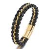 Pulseira masculina de aço titânio personalizada retrô multicamadas tecida em couro, venda quente transfronteiriça, atacado pontual