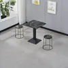 Conjunto de Mesa e Cadeiras Comercial para Lanchonetes, Restaurantes e Lojas de Chá com Leite, com uma Mesa Pequena Redonda ou Quadrada Feita de Ardósia