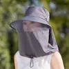 Chapéu de Proteção Solar Estilo Novo 2026 com Proteção Facial e de Pescoço, Chapéu de Pescador com Aba Larga Anti-UV para Uso Externo no Verão para Mulheres, Respirável e Protetor
