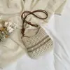 Bolsa de Palha Tecida Estilo Férias na Praia para Mulheres, Bolsa de Palha Casual para a Beira-Mar, Bolsa de Ombro Branca Moderna e Elegante, Bolsa Transversal Versátil