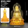 Estatua Tradicional de Guanyin Doble Cara Glaseada del Tíbet para Uso en Interiores del Hogar, Guanyin Sentada con Base de Loto Adorno Decorativo