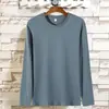 Camiseta de Manga Larga Pesada 180g Color Sólido Interior Casual Personalizada Algodón Camisa Cultural Cuello Redondo Otoño Holgada Camiseta Básica