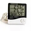 Termómetro Electrónico Digital Inglés, Reloj Despertador con Doble Pantalla para Interiores y Exteriores, Higrómetro con Sonda, Medidor de Temperatura y Humedad Htc-2