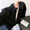 Camisa polo falsa de duas peças em malha vazada, de manga curta, unissex, leve para o verão, camiseta respirável estilo americano, camisa com toque casual e relaxado