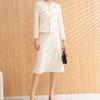 Stock Listo Traje Industrial Pesado Otoño Francés para Mujer Ácido Acético Pequeño Fragante Ropa Exterior Estilo Hong Kong Retro Cardigan Conjunto de Dos Piezas Mujer Alto