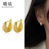 Pendientes de plata Xi Gu E1499 S925 para mujer, con diseño de arpa, sencillos, elegantes, de nicho frío