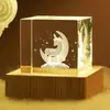 Adornos Creativos de Cristal Tallado en Cubo 3D de Luna y Nube - Decoración de Escritorio Estilo Casual