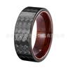 Anel Masculino da Moda Mais Vendido para Exportação Transfronteiriça, Concha de Fibra de Carbono de 8mm com Anel Interno de Jacarandá, Textura