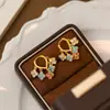 Brincos de Pedra Coloridos Esmaltados Dourados com Areia Estilo Vintage 2026 Primavera High-End Nicho Ear Clips de Luxo Leve