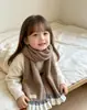 Cachecol infantil de renda estilo coreano, cachecol de tricô macio e aconchegante, à prova de vento e versátil, cachecol de novo estilo delicado para meninas