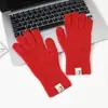 Guantes de punto de lana para mujer de otoño e invierno con contenido de lana, a prueba de frío, cálidos para estudiantes, con muñeca y dedos engrosados