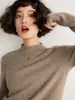 Suéter sin costuras Shima Sei Tejido de cachemir para bebé Ropa de punto para mujer Cuello alto con borde enrollado Lana Holgado Capa interior Camiseta básica