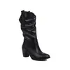 Botas de Cuero de Caña Media y Media Botas Martin Europeas y Americanas Botas Sencillas para Mujer Tacón de Moda 43 Zapatos Mujer 33 Comercio Exterior Botas Gruesas de Otoño e Invierno Blancas