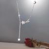 Collar de Meteoro para Mujer, Nuevo Estilo de Moda, Lujo Ligero, Diseño de Nicho, Sensación de Alta Gama, Cadena Larga con Diamantes, Cadena para Clavícula con Estrella y Borla
