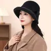 Chapéu de Pescador de Lã para Outono e Inverno para Mulheres, Estilo Coreano, Aba Larga, Quente, Chapéu Bucket Retrô Britânico, Chapéu Pequeno Versátil Casual