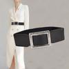Cinturón ancho negro de moda para mujer con incrustaciones de pedrería, estilo Y2K, combinable con todo, cinturón ancho con vestido, cinturón decorativo elástico