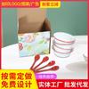 Stock Listo Cuenco de Cerámica para Sopa con Bordes Decorativos, Cuenco de Arroz de Lujo Ligero para el Hogar, Cuenco de Estilo Simple, Vajilla, Porcelana Blanca