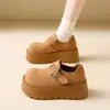 Sapatos Birkenstock-Style Vintage Versáteis de Solado Grosso Aumentadores de Altura com Cobertura Total para Mulheres, Novo Modelo Primavera 2026, Mocassins Slip-On para Pessoas Baixas