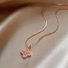 Colar Pingente Flor de Zircônia Exquisita Francesa Banhado a Ouro Real 18k Corrente Clavícula Simples Retrô Versátil para Mulheres
