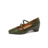 Temporada de Primer Encuentro~Zapatos Mary Jane retro cuadrados de 6 cm, nuevos zapatos de tacón bajo de primavera y otoño para aumentar la altura